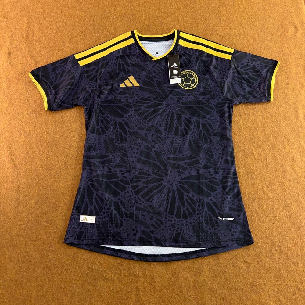 Adidas Mens 2XL Purple Yellow Butterfly Authentic Colombia Soccer Jersey